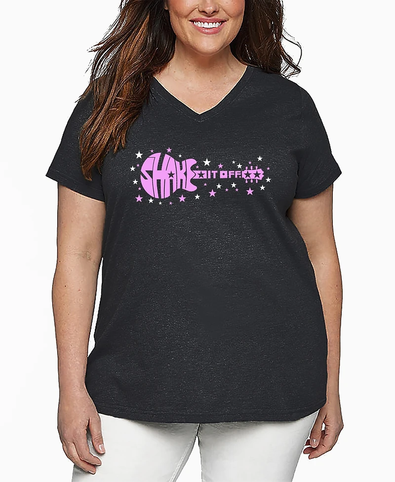 La Pop Art Plus Shake it Off Word V-Neck T-Shirt