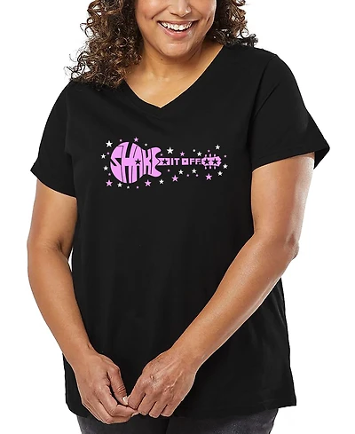 La Pop Art Plus Shake it Off Word V-Neck T-Shirt