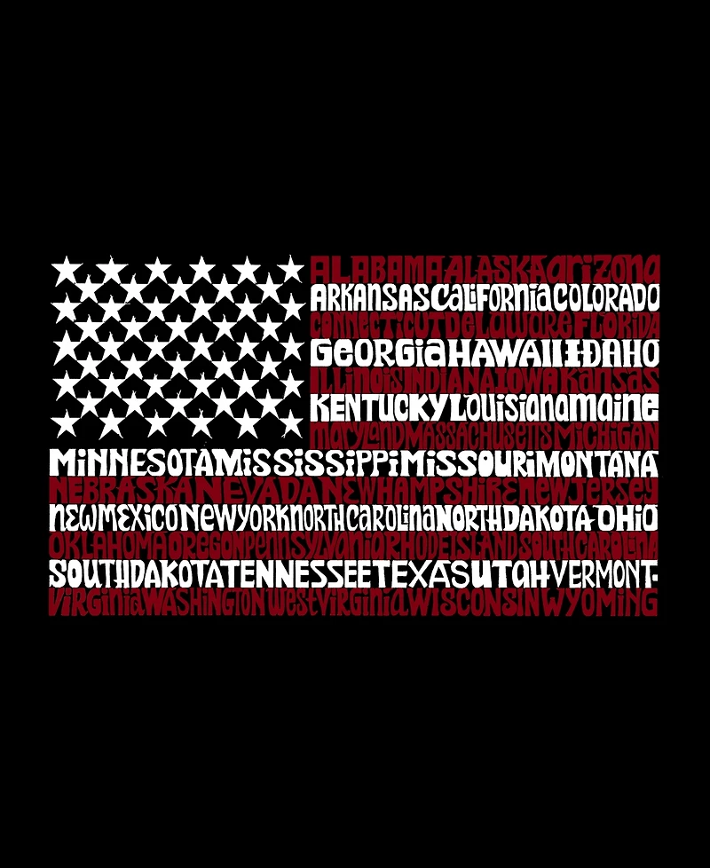 La Pop Art Plus 50 States Usa Flag Word V-Neck T-Shirt