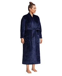 Lands' End Plus Cozy Plush Long Wrap Robe
