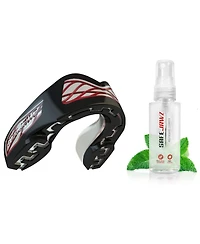 SafeJawz Nitro Triple Layer Shock Cage Sports Mouth Guard with Case and Disinfectant Spray Bundle Kit for Basketball, Football, Mma, Hockey, Wrestling