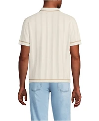 Lands' End Men's Short Sleeve Textured Tipped Sweater Polo