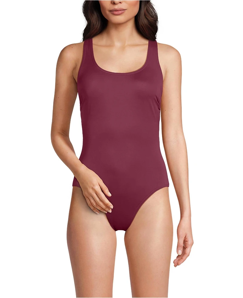 Lands' End Women's Long Torso Tugless X-Back One Piece Swimsuit