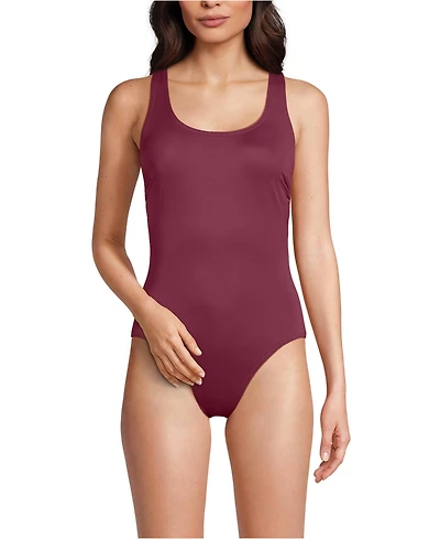 Lands' End Women's Long Torso Tugless X-Back One Piece Swimsuit