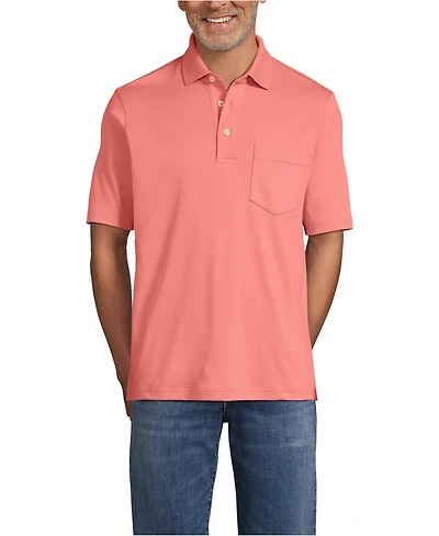 Lands' End Men's Short Sleeve Cotton Supima Polo Shirt with Pocket