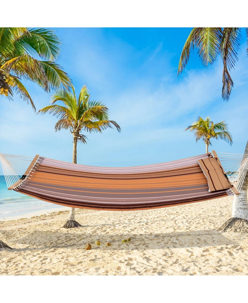 Gymax Patio Hammock Foldable Portable Swing Chair Bed Detachable Pillow