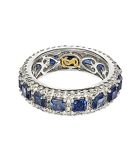 Suzy Levian New York Sterling Silver Sapphire & Created White Modern Eternity B&