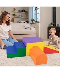Gymax Toddler Climb and Crawl Activity Playset Blocks w/ Waterproof Pu Cover Epe Foam