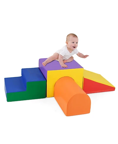 Gymax Toddler Climb and Crawl Activity Playset Blocks w/ Waterproof Pu Cover Epe Foam