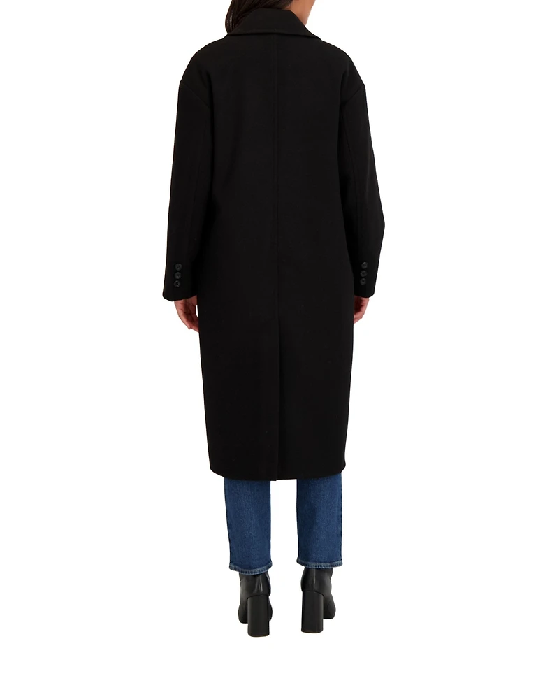 Sebby Collection Women's Long Oversized Double Breasted Faux Wool Coat