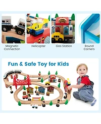 80-Piece Wooden Train Set and Table