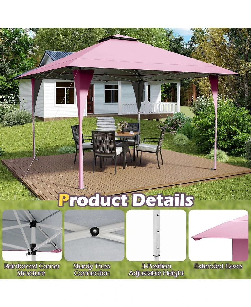 13 X 13 Ft Pop up Gazebo with Portable Carrying Bag 8 Stakes and 4 Wind Ropes