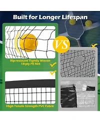 22 Ft Portable Pickleball Net with 6 Lockable Wheels and Carry Bag