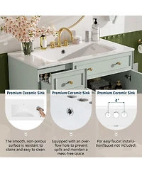 Casainc 36" Bathroom Vanity with Ceramic Sink, Double-Layer Drawers, Soft-Close Doors and Adjustable Shelves