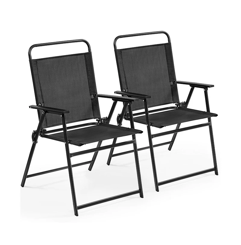Yaheetech Set of 2 Outdoor/ Patio/ Garden/ Backyard Texteline Foldable Dining Chairs Black