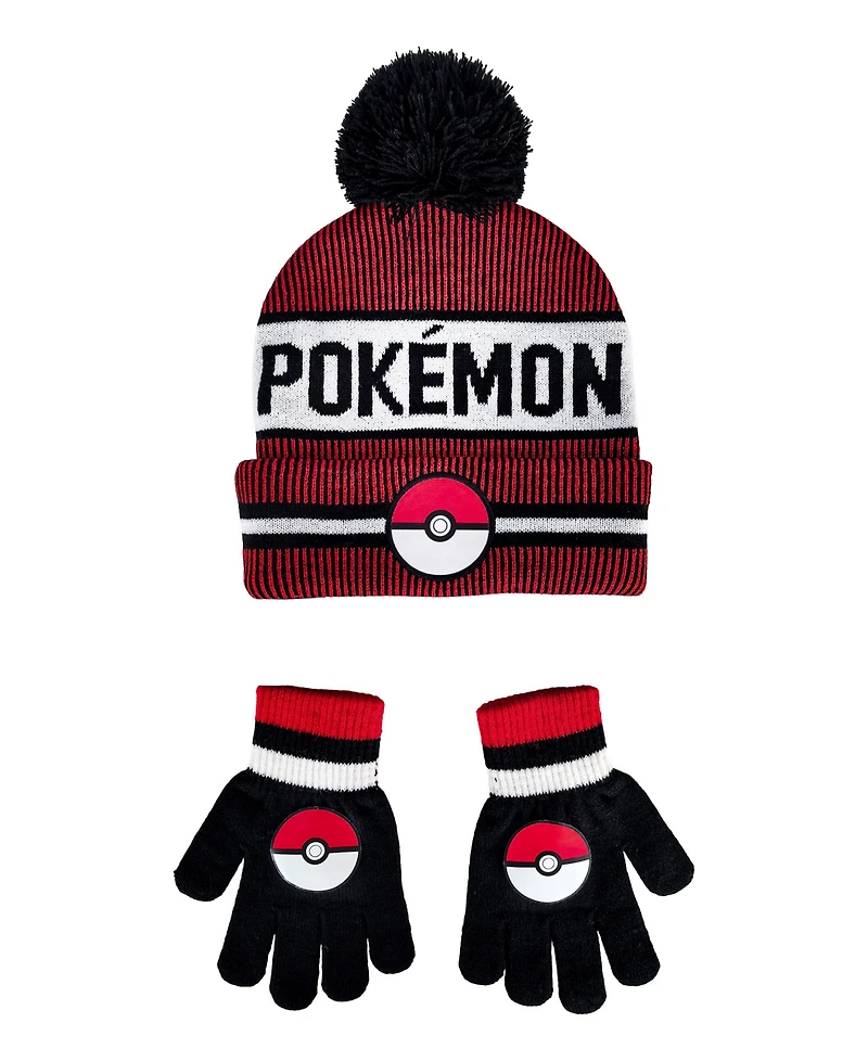Pokemon Big Boys 2-Piece Hat and Gloves Set
