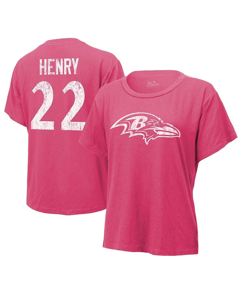 Majestic Women's Derrick Henry Pink Baltimore Ravens Name Number T-Shirt