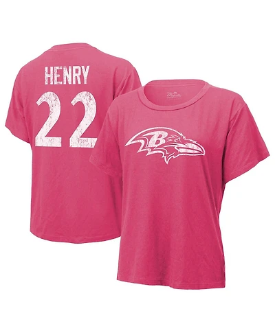 Majestic Women's Derrick Henry Pink Baltimore Ravens Name Number T-Shirt