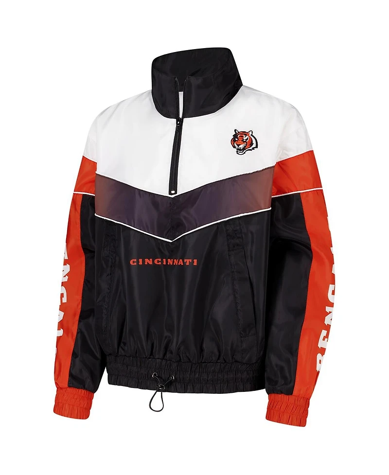 The Wild Collective Women's Black Cincinnati Bengals 1/4 Zip Track Jacket