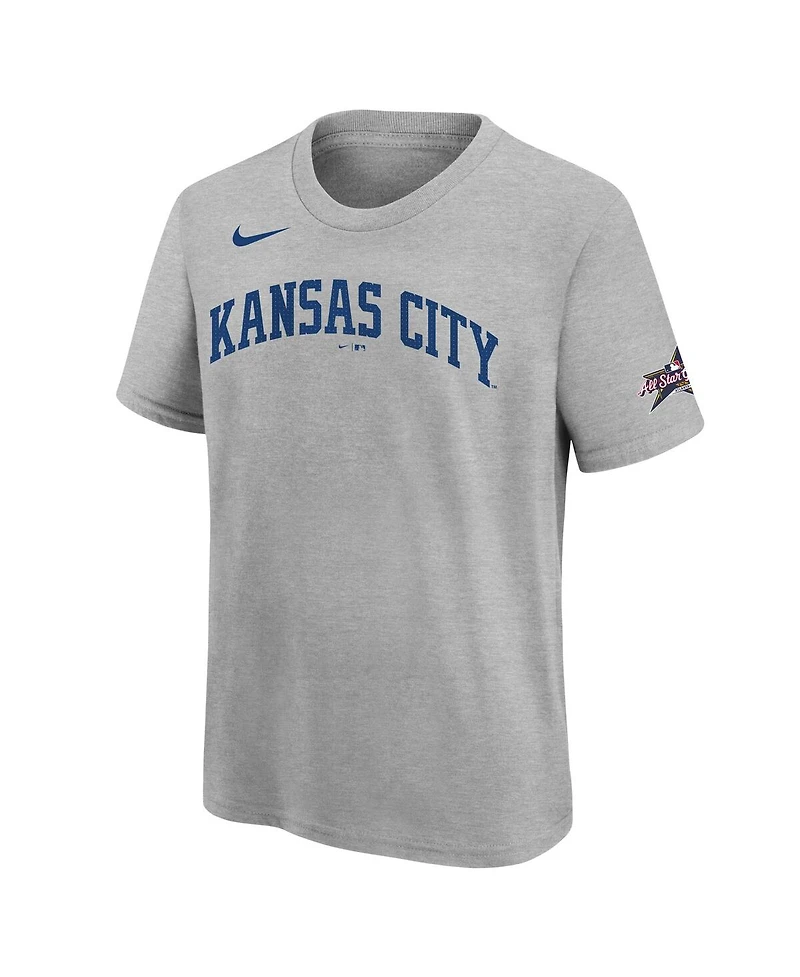 Nike Big Boys and Girls Bobby Witt Jr. Heather Gray Kansas City Royals 2025 Mlb All-Star Edition Name Number T-Shirt