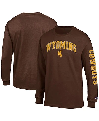Champion Men's Brown Wyoming Cowboys Arch Over Logo 2-Hit Long Sleeve T-Shirt