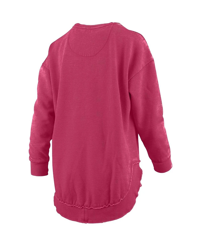 Pressbox Women's Crimson Indiana Hoosiers Melange Poncho Vintage Fleece Long Sleeve Pullover Sweatshirt