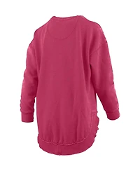 Pressbox Women's Crimson Indiana Hoosiers Melange Poncho Vintage Fleece Long Sleeve Pullover Sweatshirt