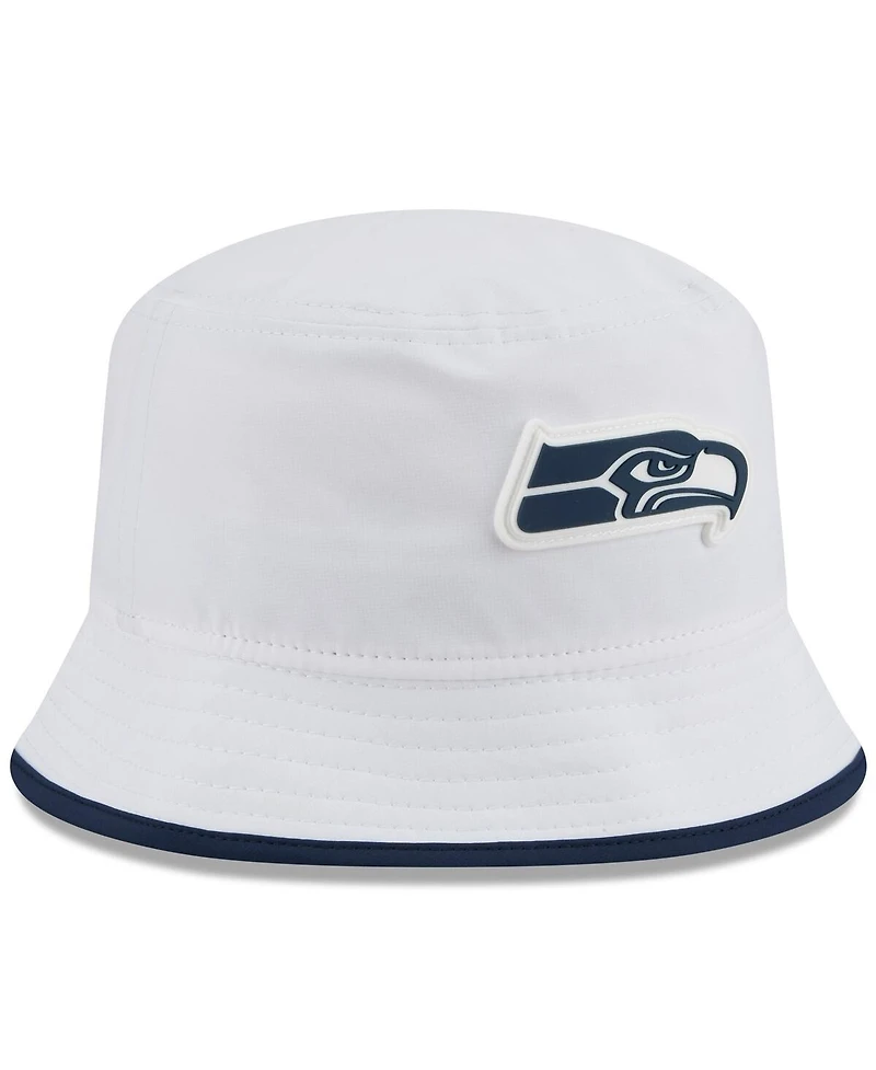 New Era Men's White Seattle Seahawks 2025 Nfl Training Camp Stretch Bucket Hat