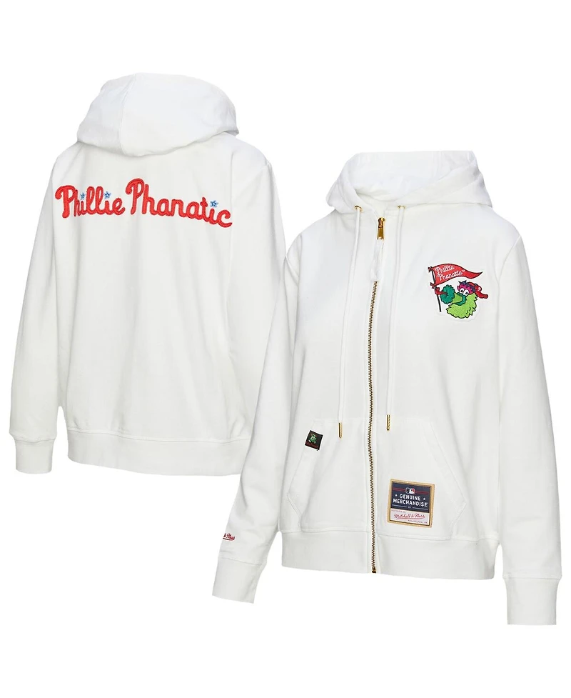 Mitchell & Ness Women's White Philadelphia Phillies Full-Zip Hoodie