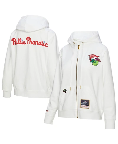 Mitchell & Ness Women's White Philadelphia Phillies Full-Zip Hoodie
