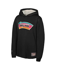 Mitchell & Ness Big Boys and Girls Black San Antonio Spurs Hardwood Classics Lightweight Thermal Long Sleeve Hoodie T-Shirt