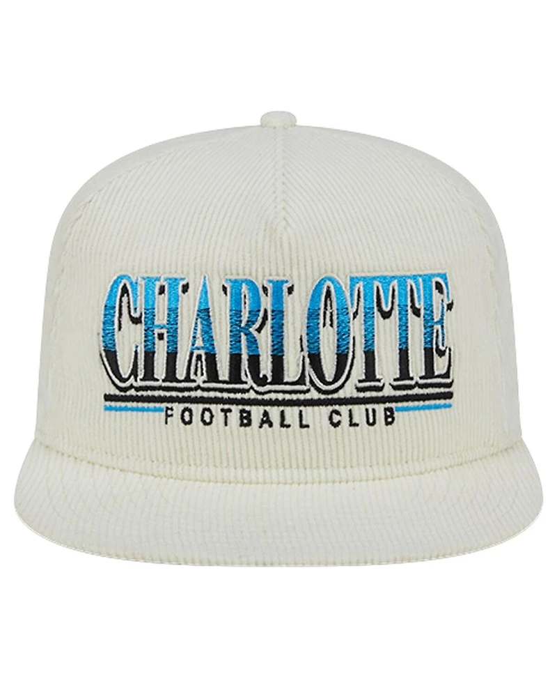 New Era Men's White Charlotte Fc Throwback Corduroy Golfer Adjustable Hat