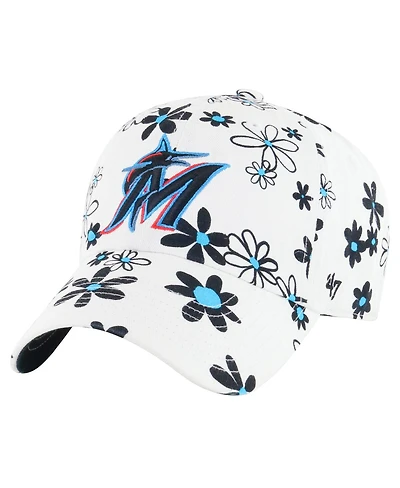 '47 Brand Big Girls White Miami Marlins Daisy Delight Clean Up Adjustable Hat