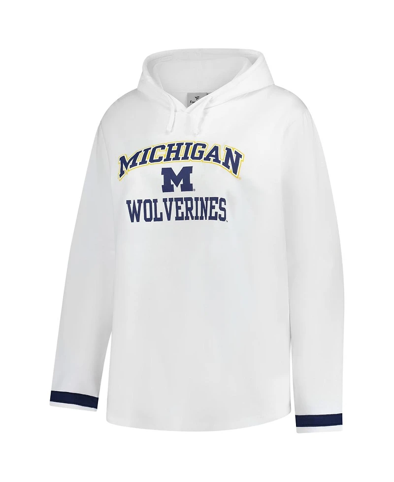 Fanatics Women's White Michigan Wolverines Plus Pullover Hoodie