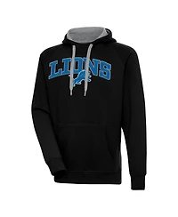 Antigua Men's Black Detroit Lions Victory Pullover Hoodie
