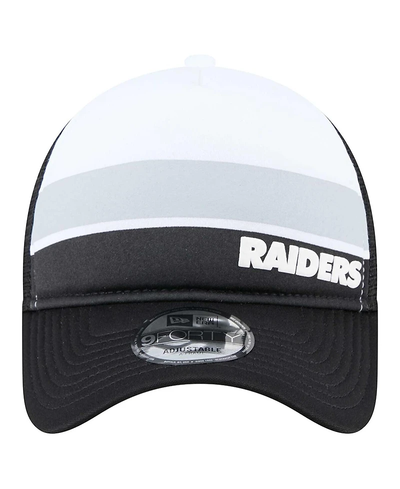 New Era Big Boys and Girls Black Las Vegas Raiders Sport Night Color Block 9FORTY A-Frame Trucker Adjustable Hat