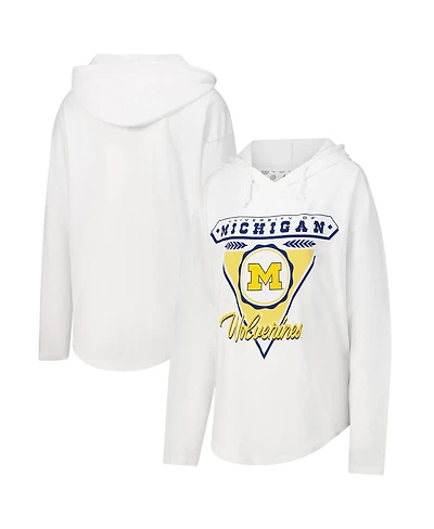 Pressbox Women's White Michigan Wolverines San Bruno Hoodie Long Sleeve T-Shirt