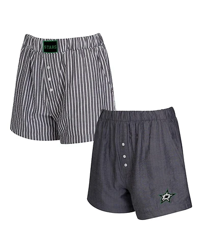 Concepts Sport Women's 2-Pack Charcoal Dallas Stars Boxer Shorts Set
