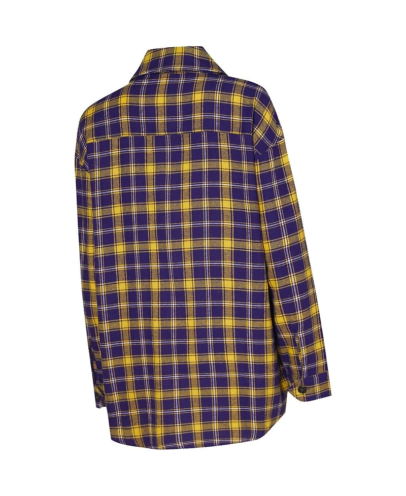 College Concepts Women's Purple/Gold Los Angeles Lakers Boyfriend Button-Up Nightshirt