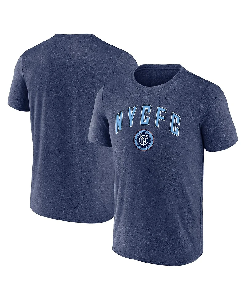 Fanatics Men's Heather Navy New York City Fc Drop Kick T-Shirt
