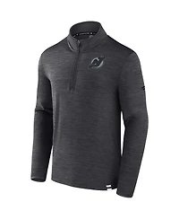 Fanatics Men's Heather Charcoal New Jersey Devils Tonal Logo Quarter-Zip Pullover Sweatshirt