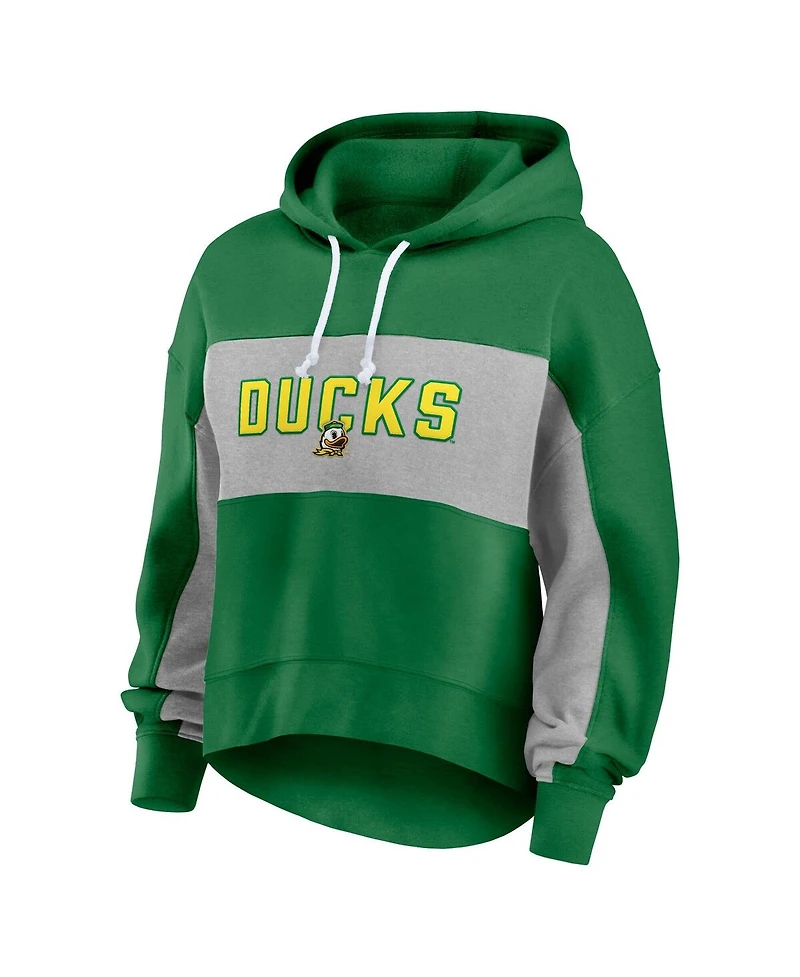 Fanatics Women's Green/Gray Oregon Ducks Fleece Pullover Hoodie