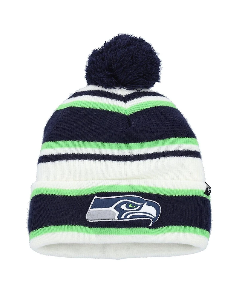 '47 Brand Big Boys and Girls White Seattle Seahawks Stripling Cuffed with Pom Knit Hat