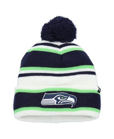 '47 Brand Big Boys and Girls White Seattle Seahawks Stripling Cuffed with Pom Knit Hat