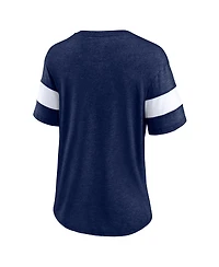 Fanatics Women's Heather Deep Sea Blue Seattle Kraken Clapper V-Neck Half-Sleeve T-Shirt