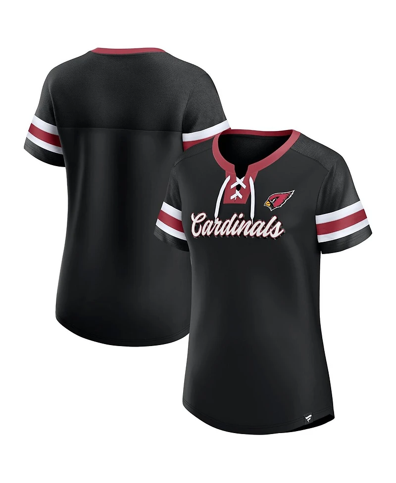Fanatics Women's Black Arizona Cardinals Original State Lace-Up T-Shirt