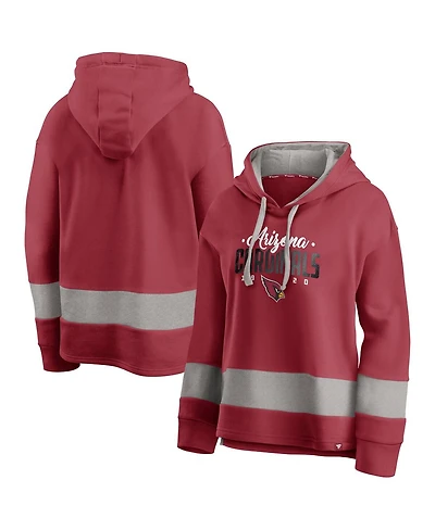 Fanatics Women's Cardinal/Gray Arizona Cardinals Huddle Up Fundamental Fleece Color Block Pullover Hoodie