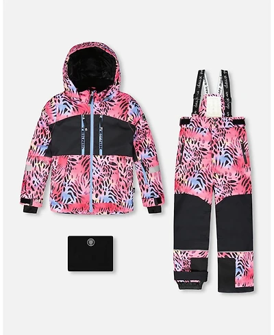 Deux par Big Girls Two-Piece Teknik Snowsuit Multicolor Leopard and Zebra