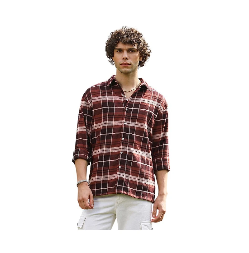 Campus Sutra Men's Tartan Plaid Shacket