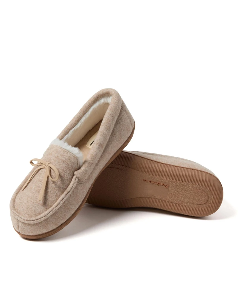 Dearfoams Women's Hayes Soft Knit Moccasin House Shoe Slipper